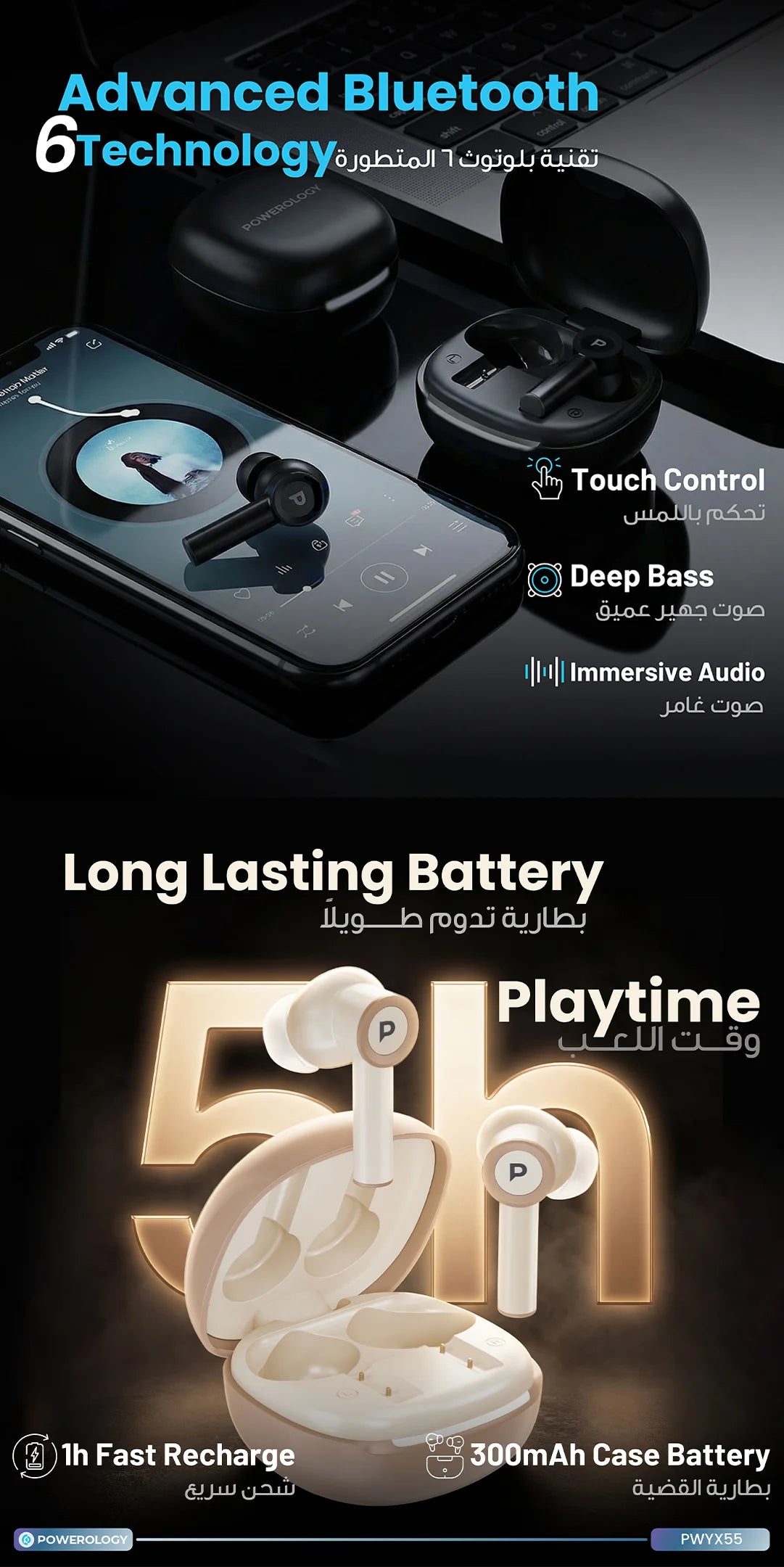 Powerology SABA In-Ear Wireless Earbuds - Black – image 9