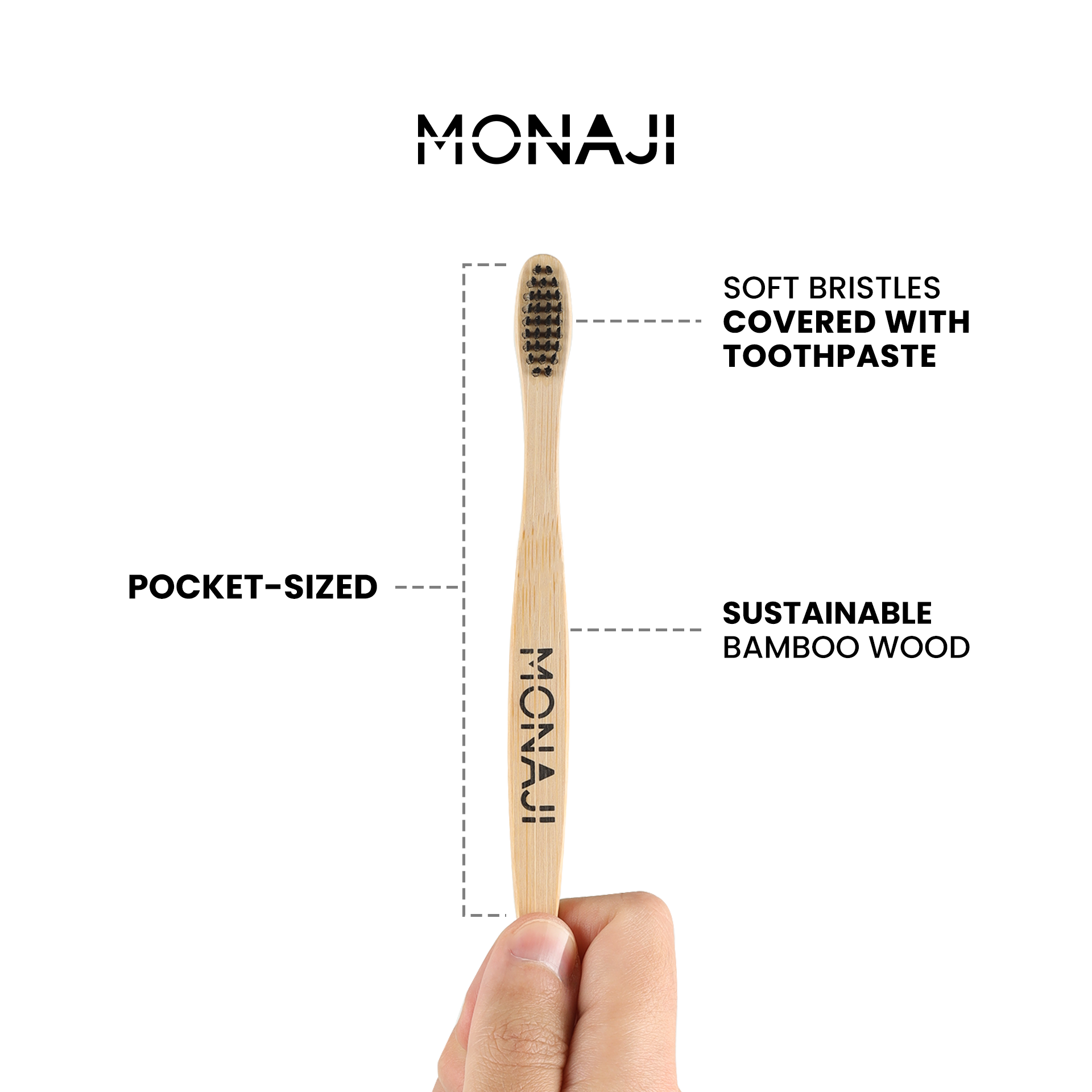 Monaji Prepasted Bamboo Toothbrush | Pack of 10