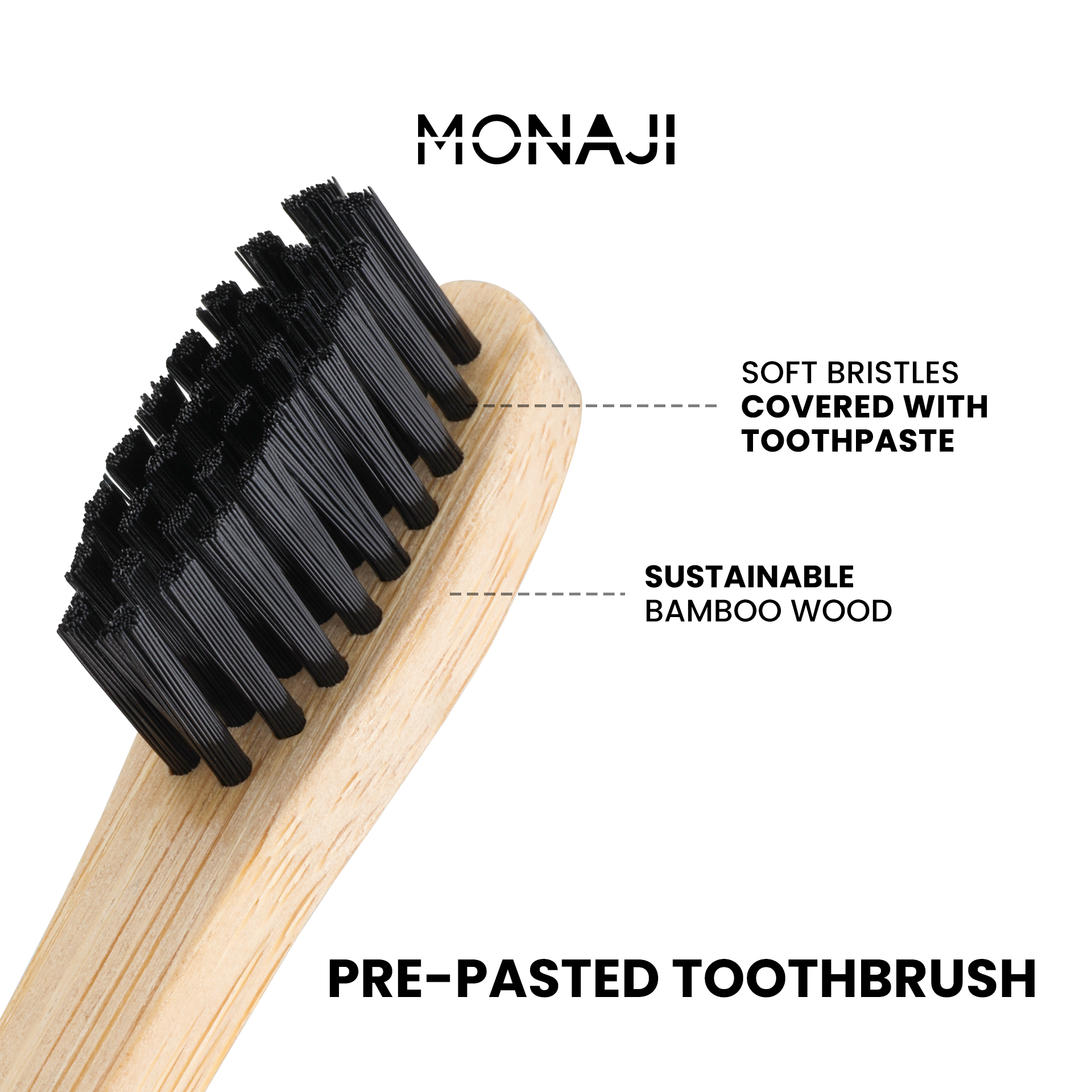 Monaji Prepasted Bamboo Toothbrush | Pack of 10