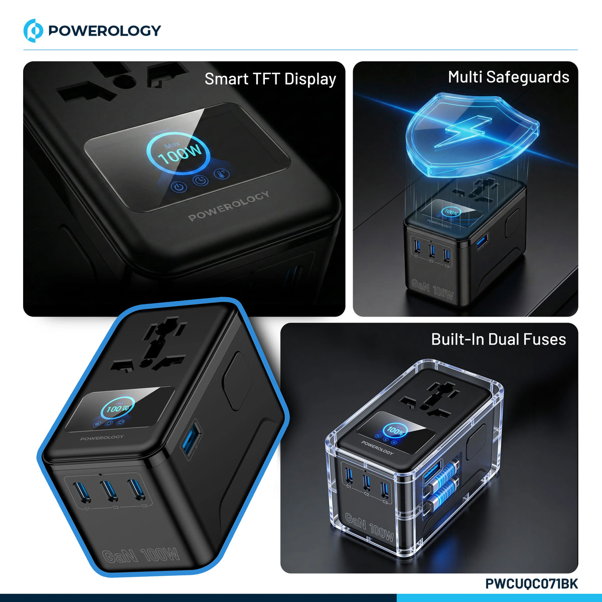 Powerology Voltvoya Gan Travel Adapter Black – image 12