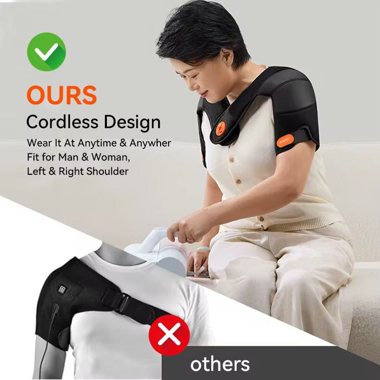 Wireless shoulder massager with heat - deep therapy and immediate pain relief