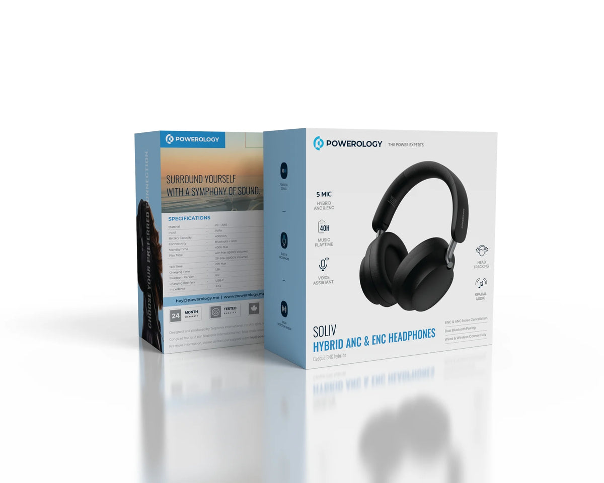 POWEROLOGY SOLIV HYBRID ANC &ENCHEADPHONES Casque ENC hybride - Black