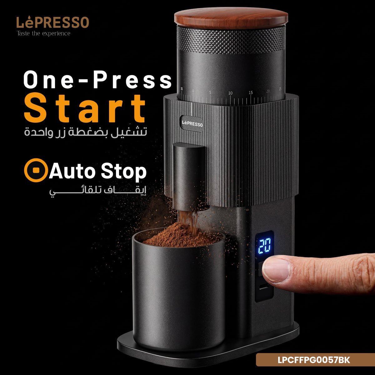 LePresso Pressione Rechargeable Coffee Bean Grinder Black – image 5