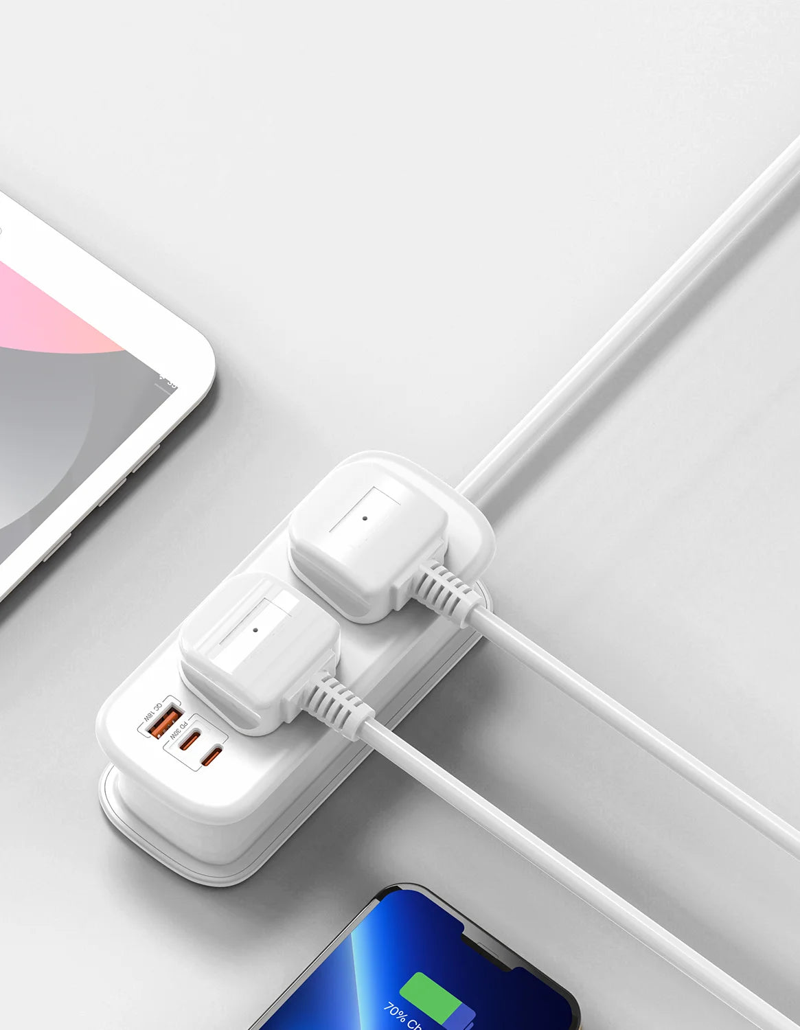 Green Lion Gs 600 Power Strip USB C USB A 2 Uk AC Outlets PD 30w White – image 6