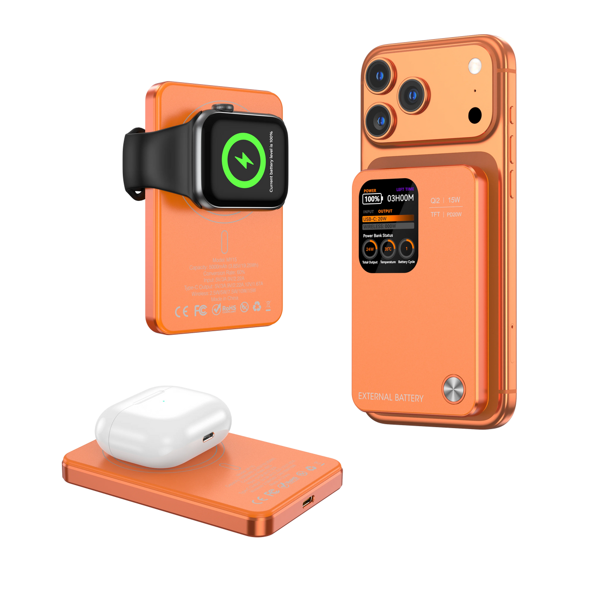 Green Lion G-Mag 3 IN 1 10000 m Ah Power Bank PD 20 W - Orange – image 8