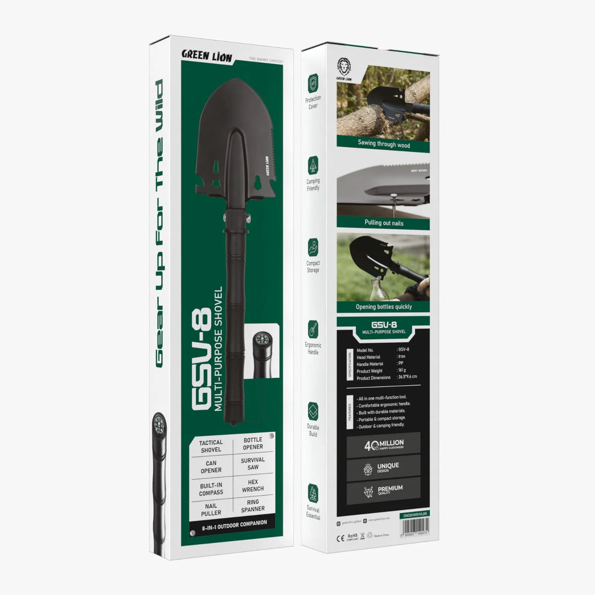 Green Lion Gsv 8 Multi Purpose Mini Shovel 8 in 1 Outdoor Companion Black – image 2
