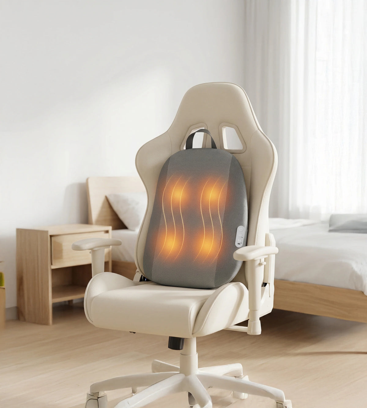 Green Lion Massage Cushion with Heating Function and Lumbar Support Grey – image 3