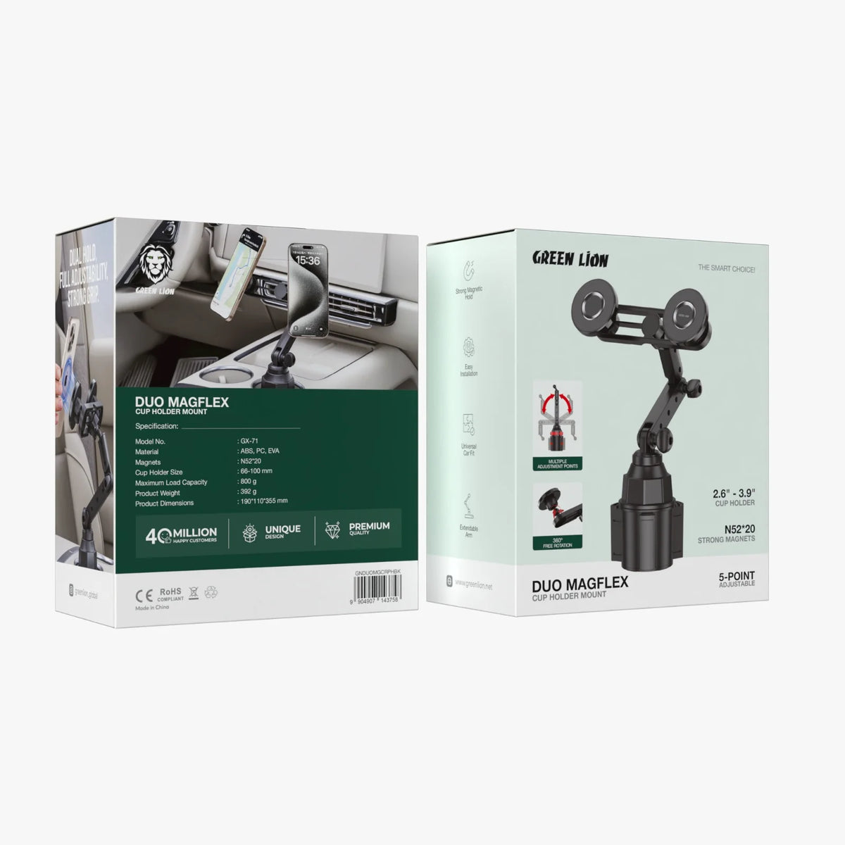 Green Lion Duo Magflex Cup Holder Mount Black – image 2