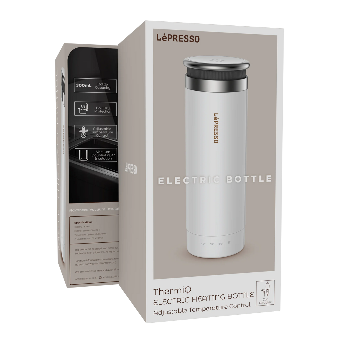 LePresso Electric Kettle with Adjustable Temperature Control - White