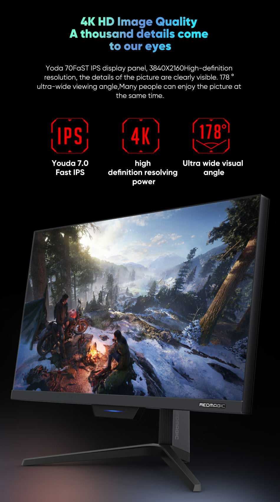 شاشة قيمنق 4k شاشة نوبيا ريد ماجيك 160 هرتز 27 بوصة Redmagic 4K Gaming Monitor