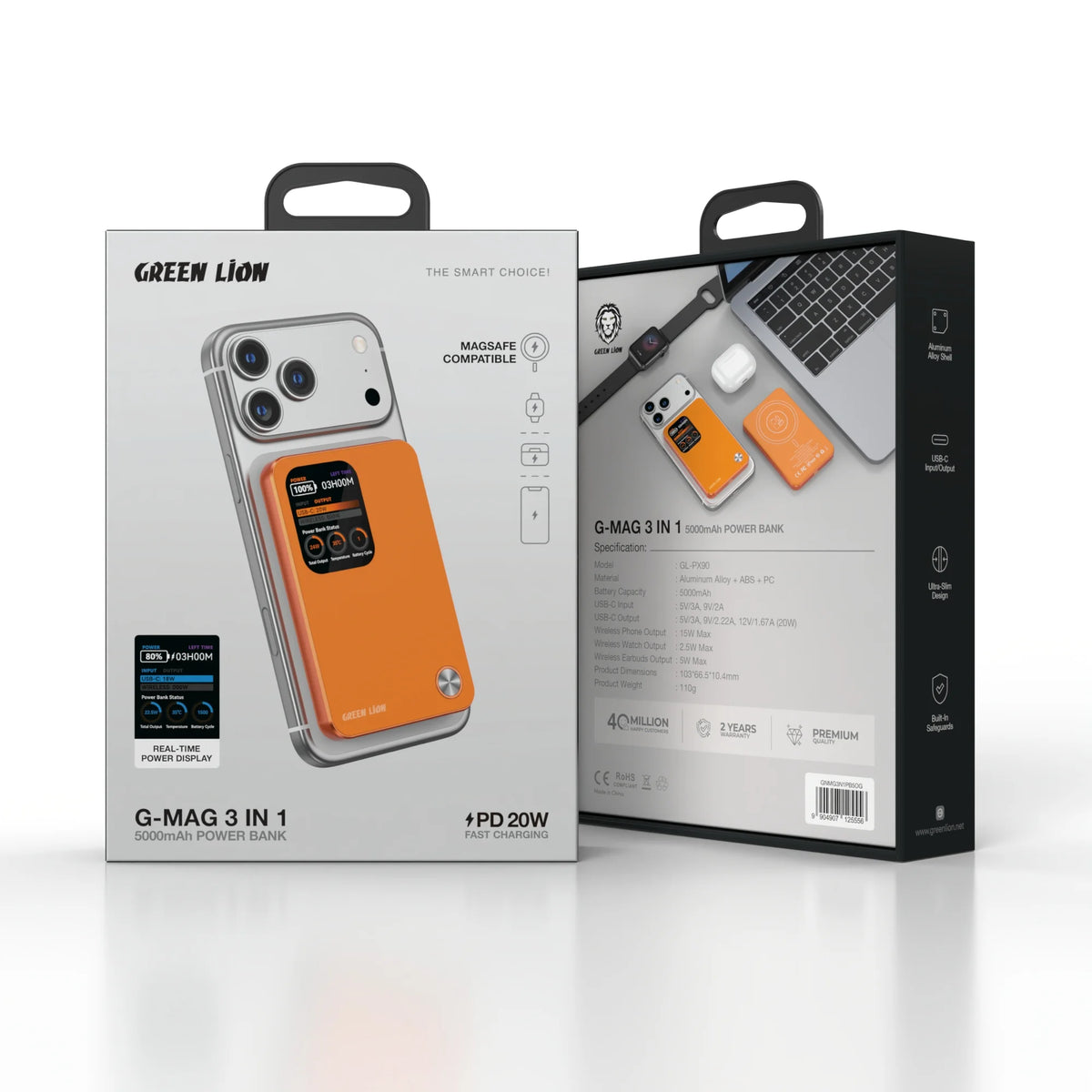 Green Lion G-Mag 3 IN 1 5000 m Ah Power Bank PD 20 W - Orange – image 9