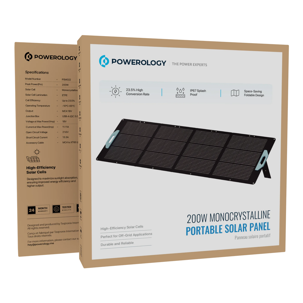 Powerology 200w Monocrystalline Portable Solar Panel Black – image 12