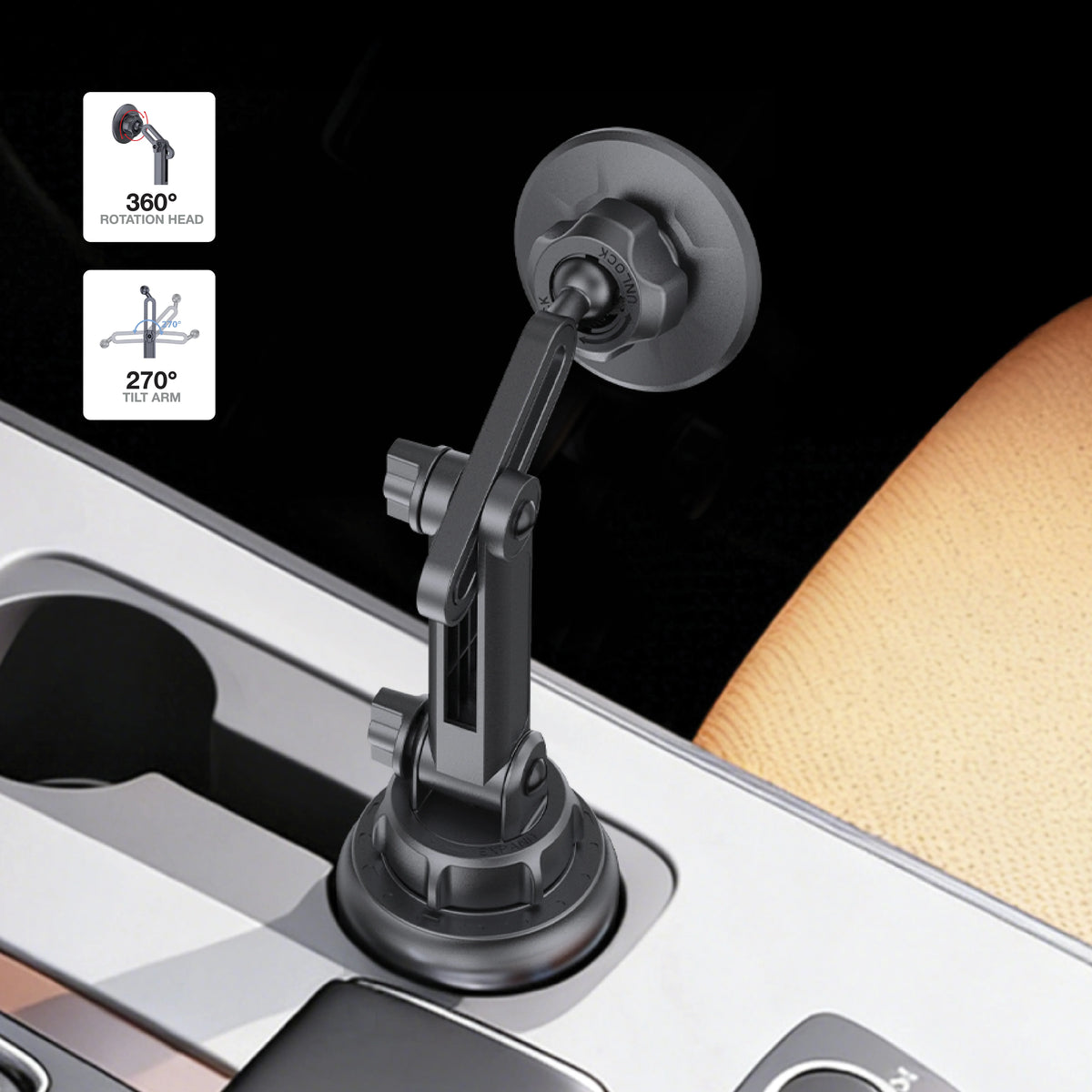 Green Lion Gx 73 MagSafe Car Cup Phone Holder Black – image 6