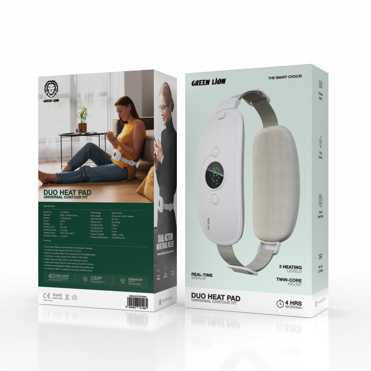 Green Lion Duo Heat Pad Universal Contour Fit-Twin Core Relief - White – image 2