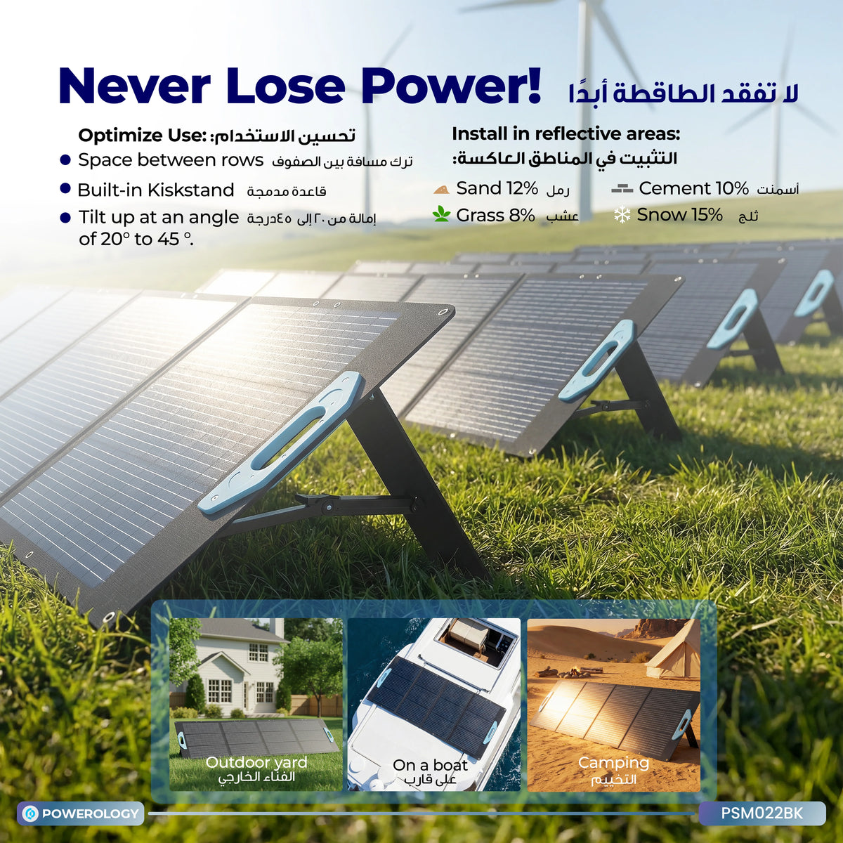 Powerology 200w Monocrystalline Portable Solar Panel Black – image 14