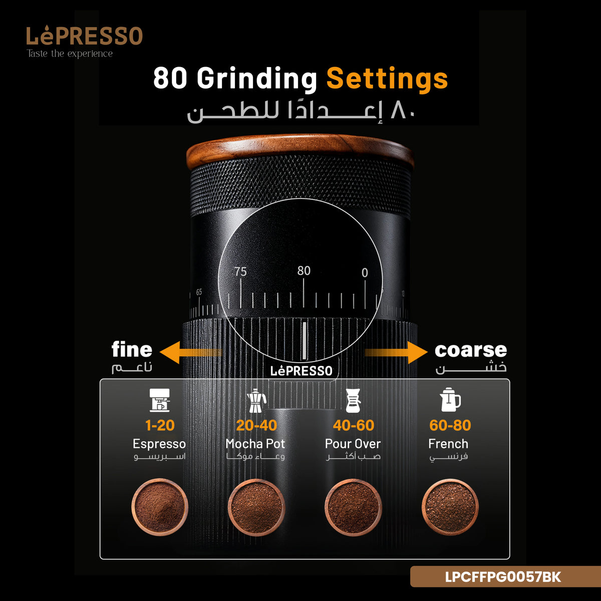 LePresso Pressione Rechargeable Coffee Bean Grinder Black – image 7