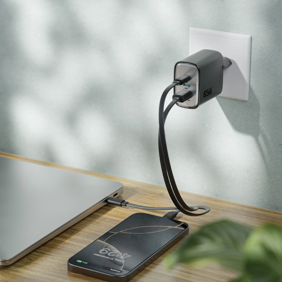 Green Lion Supra 65 WEU Ga NWall Charger USB-A&2 USB-CPorts - Black – image 3