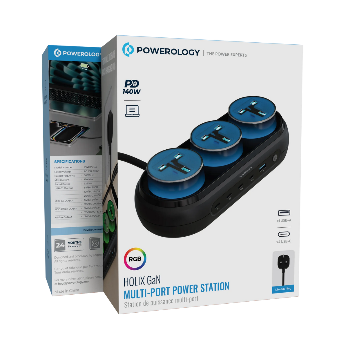 Powerology Holix Gan Multi Port Power Station Grey – image 2