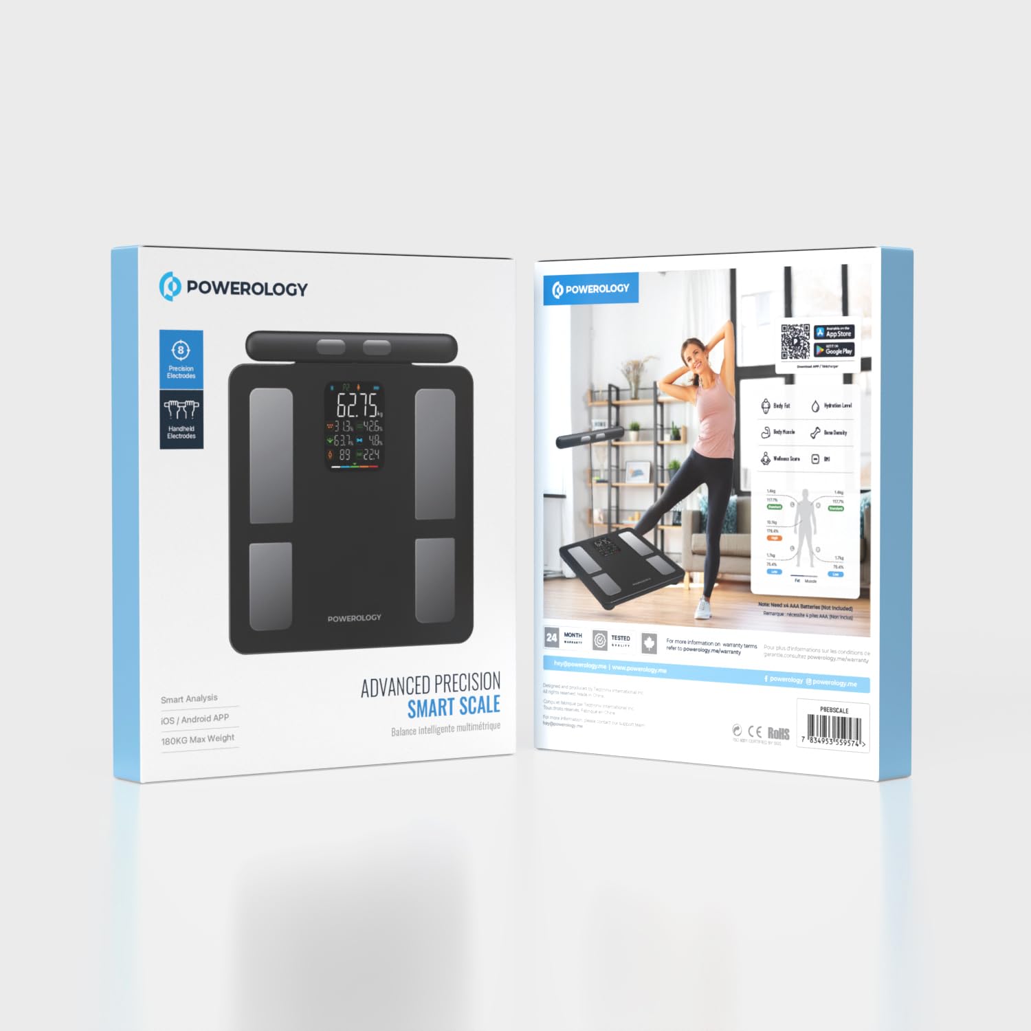 Powerology Smart Scale with Bluetooth, Body Fat Scale with 8-Electrode