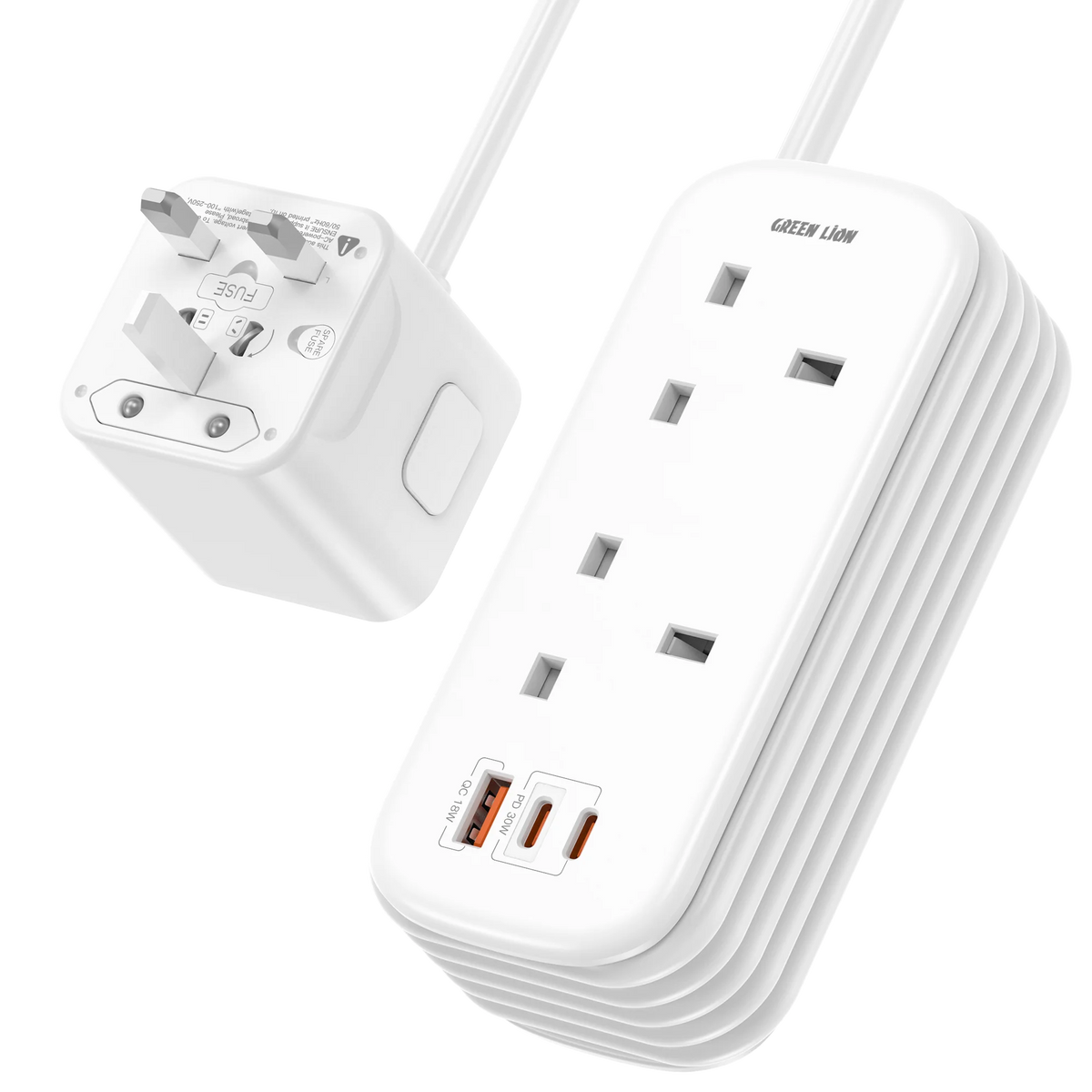 Green Lion Gs 600 Power Strip USB C USB A 2 Uk AC Outlets PD 30w White – image 5