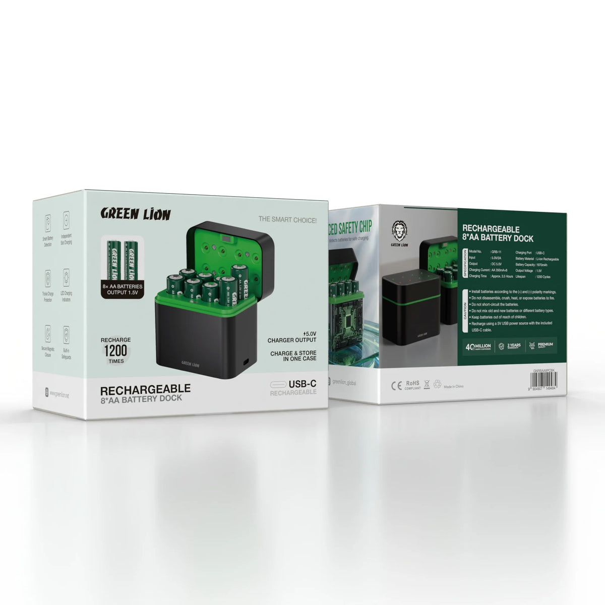 Green Lion Rechargeable 8 Aa Battery Dock USB C – image 2