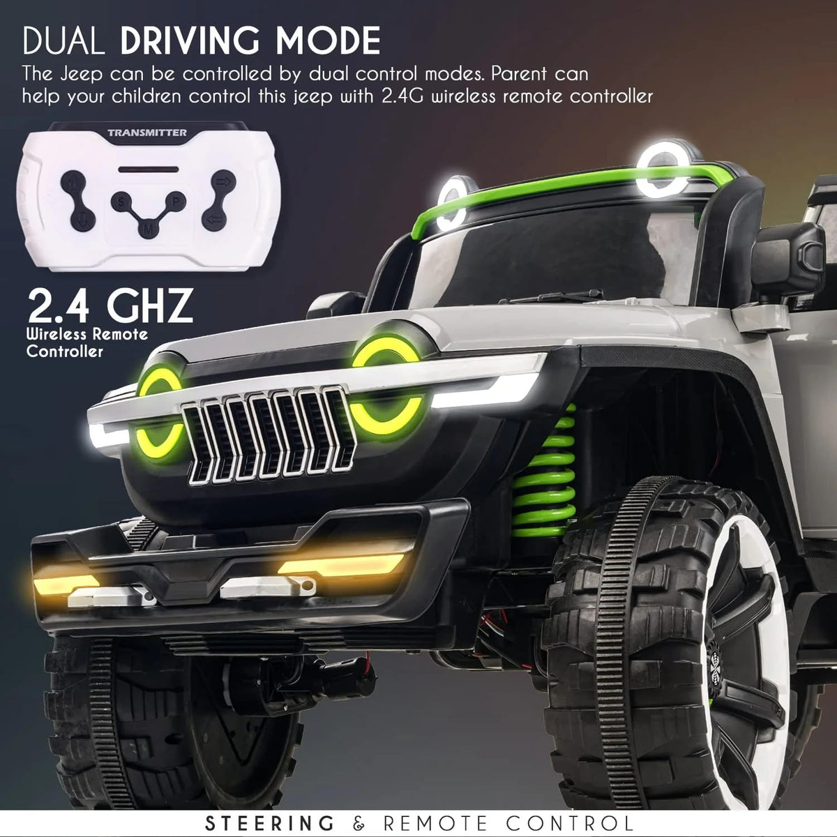 Taktik Kids Ride On Electric Jeep Car 12V with Remote Control - Heavy Duty 4x4 Super Jeep