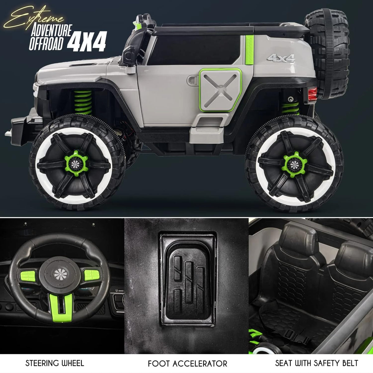 Taktik Kids Ride On Electric Jeep Car 12V with Remote Control - Heavy Duty 4x4 Super Jeep