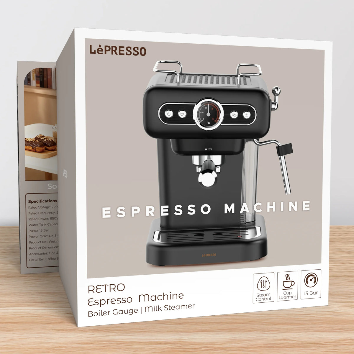 LePresso Retro Espresso Machine Boiler Gauge And Milk Steamer - Black – image 20