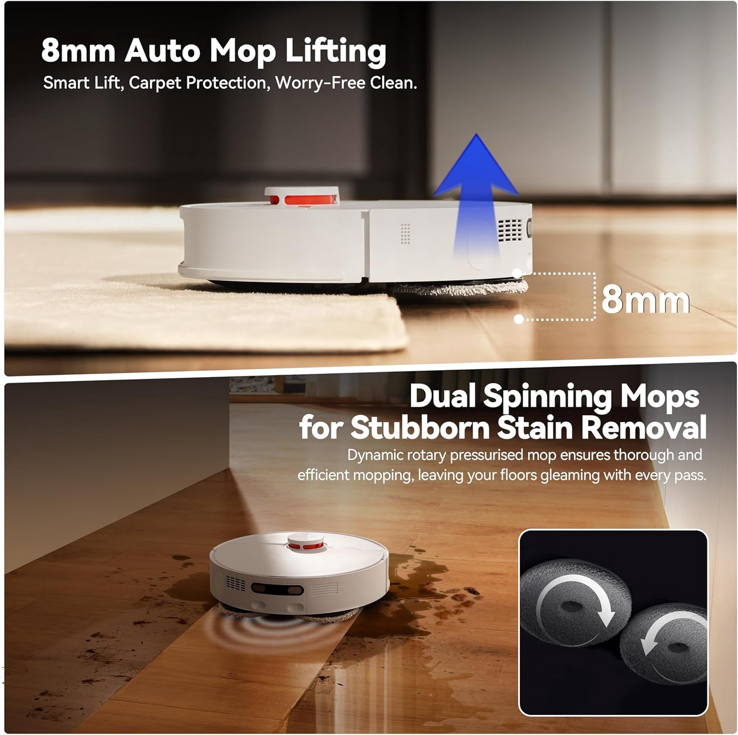 Pro Smart robot vacuum with 8000Pa suction, LDS navigation, 230 min runtime, 5200mAh battery, andAlexa/Google support. Features - 2