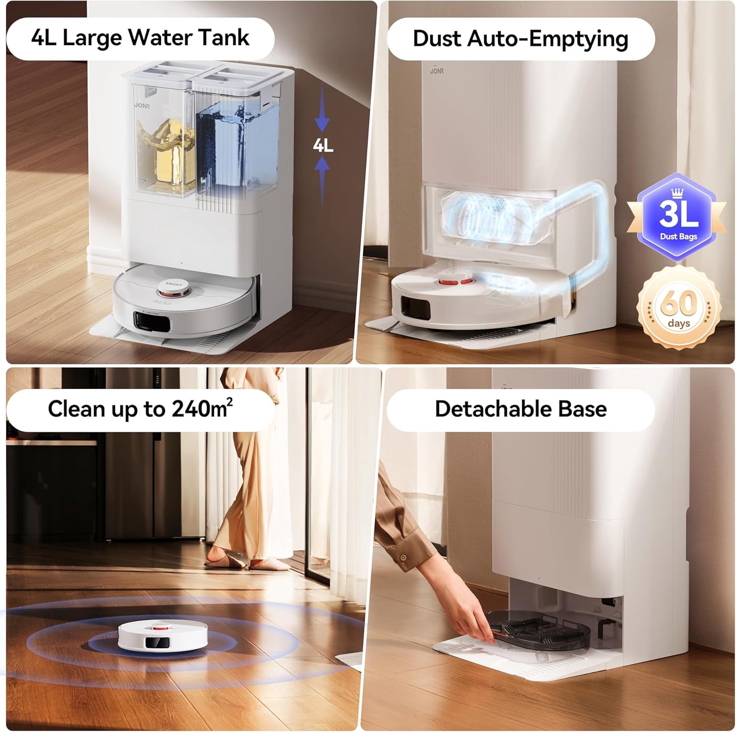Pro Smart robot vacuum with 8000Pa suction, LDS navigation, 230 min runtime, 5200mAh battery, andAlexa/Google support. Features - 3