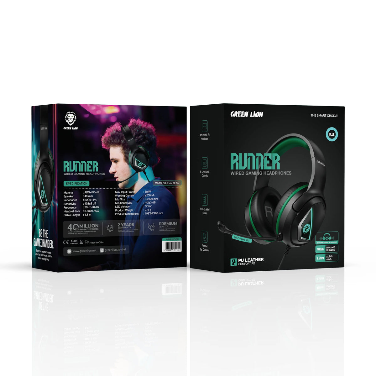 Green Lion Runner Wired Gaming Headphone Blue – image 8