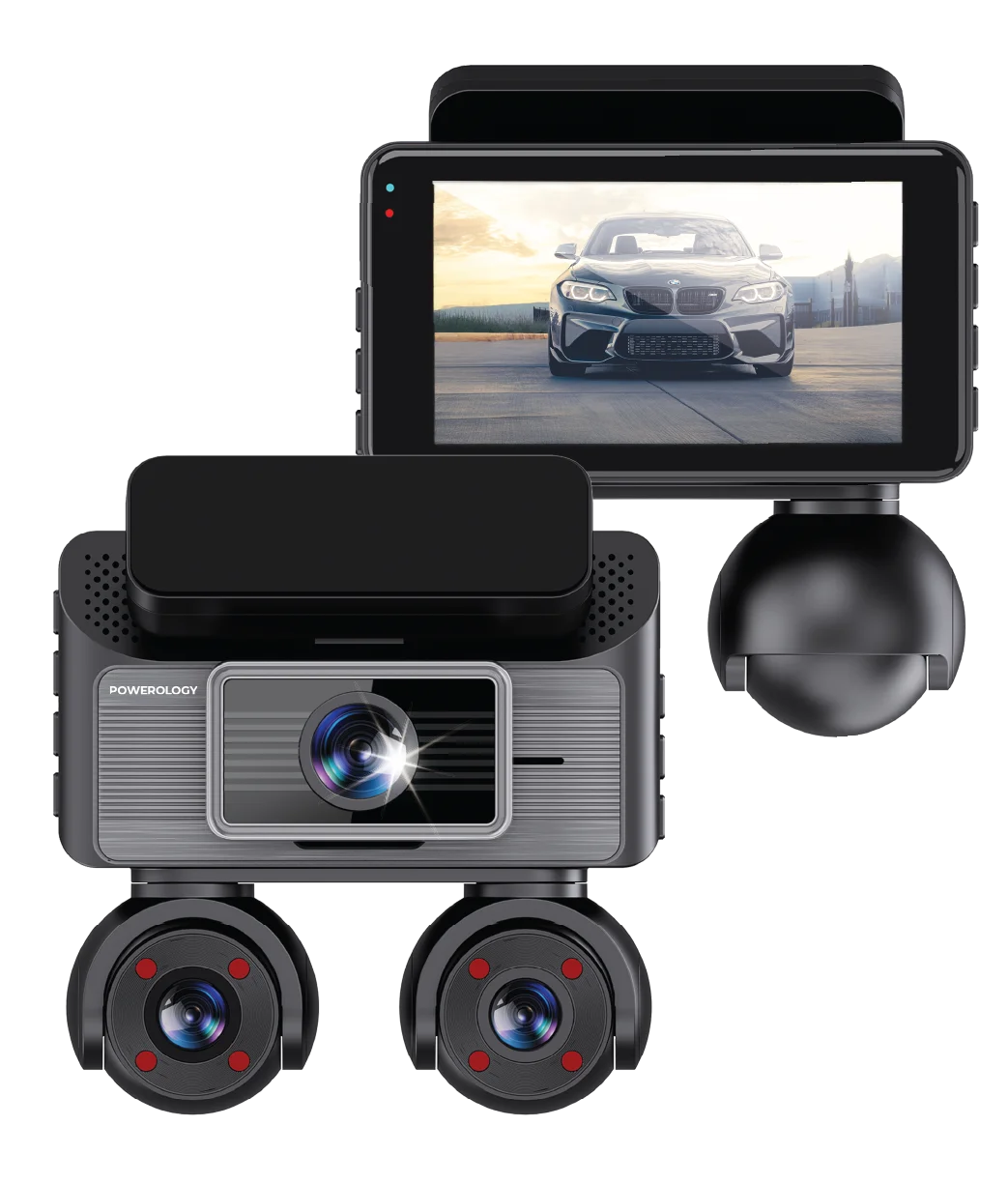 Powerology Sentra Dash Camera with 3 Lenses and Rear Camera Black – image 4