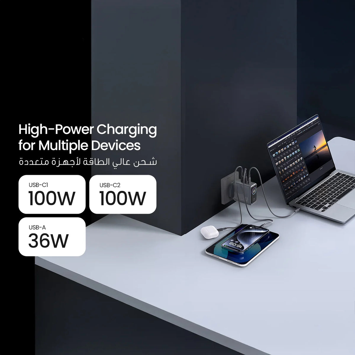 Powerology Voltflow 100w Avs Gan Wall Charger Gray – image 5