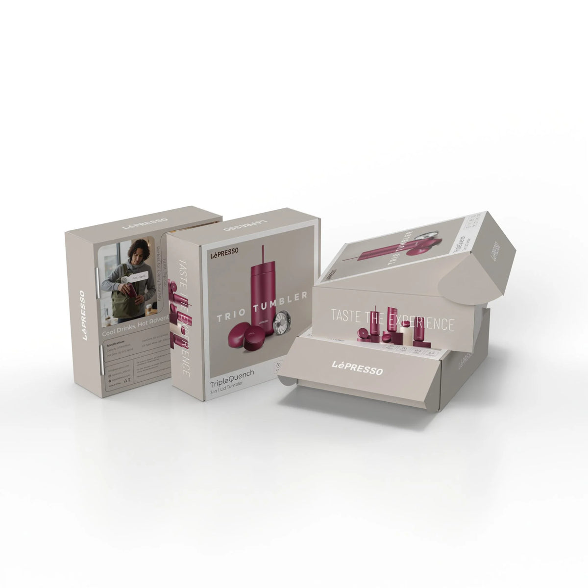 LePresso Trio Tumbler 3 in 1 Lid Tumbler - Maroon – image 9