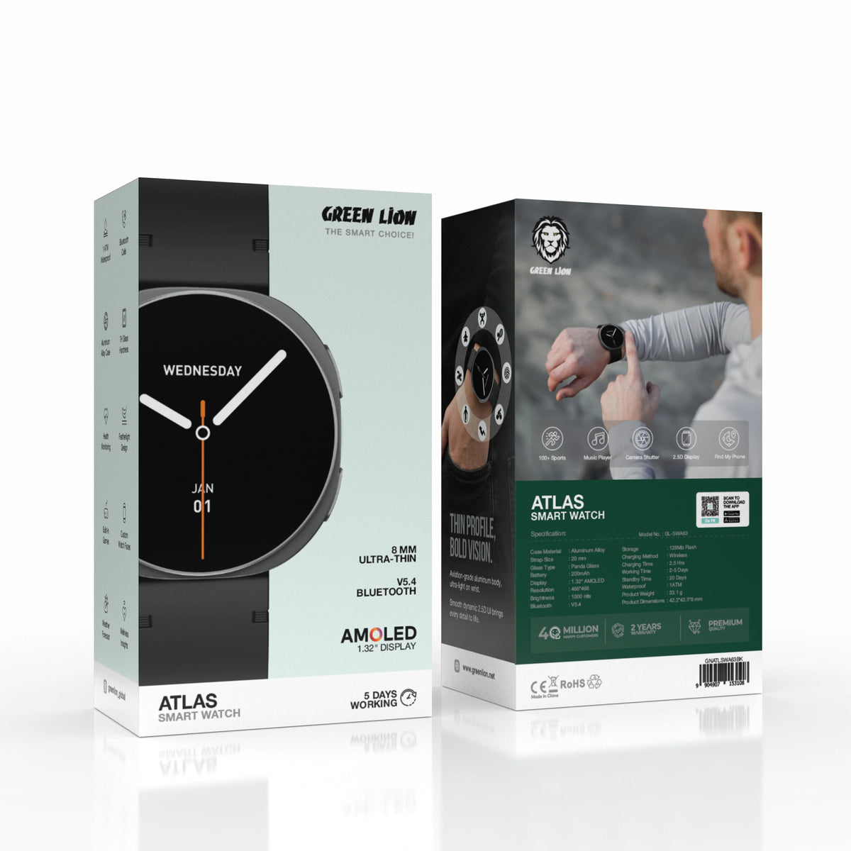 Green Lion Atlas Smart Watch - Black