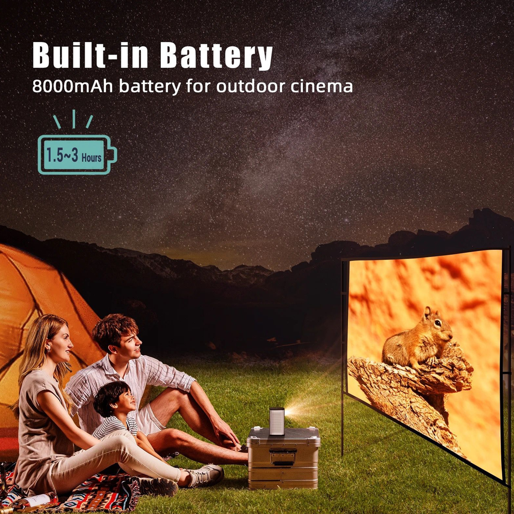 BYINTEK P70 Mini DLP Android Wireless Projector, 8000 mAh, 180-inch