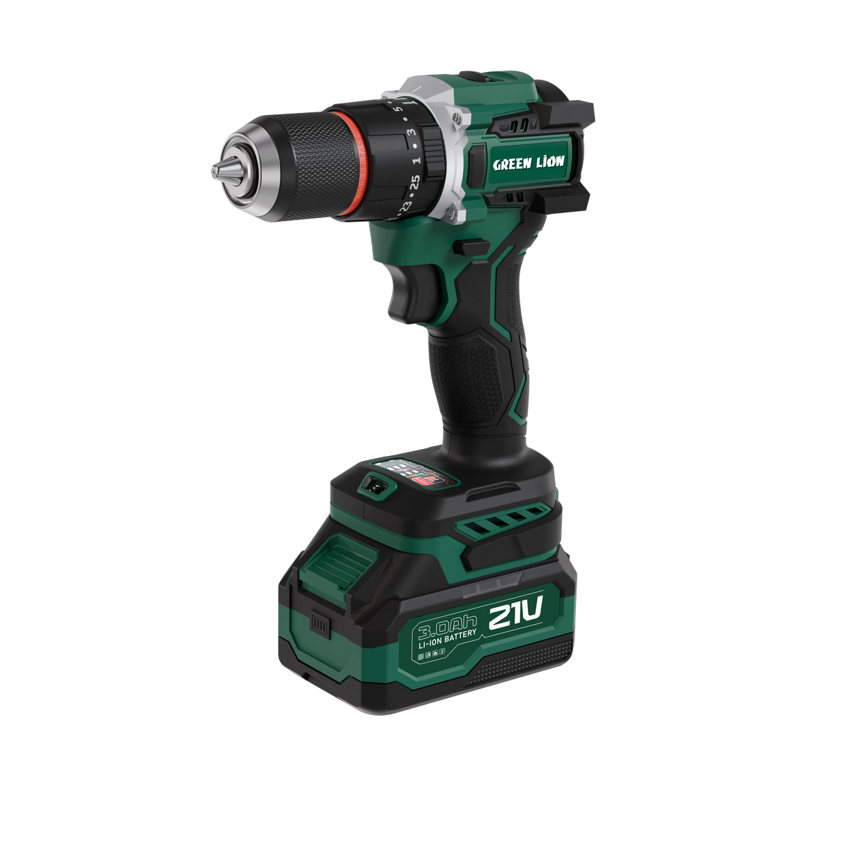 Green Lion Gd 16 Pro Drive Cordless Hammer Drill 2 21v 3 0ah Battery Green – image 1