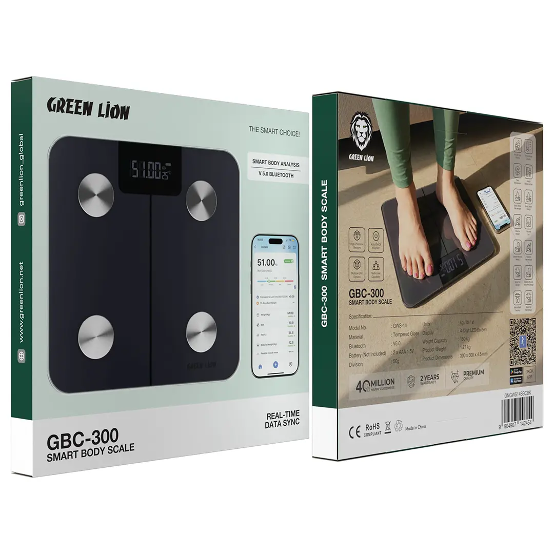 ميزان الجسم الذكي Green Lion GBC-300 - أسود