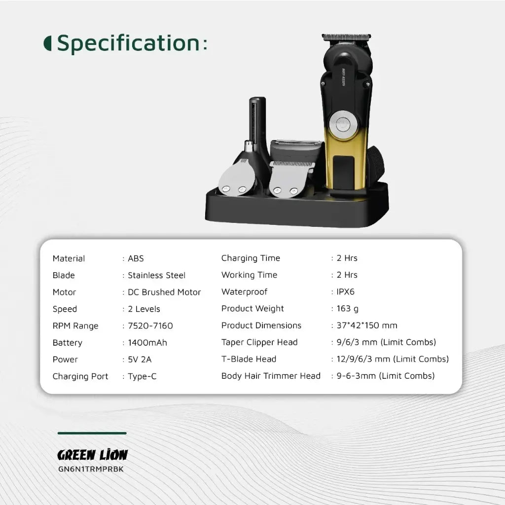 Green Lion 6-in-1 Trim Pro Grooming Kit