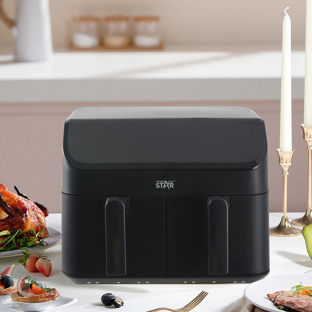 قلاية هوائية مزدوجة 4.5+4.5 لتر وينينج ستار 2000 واط Winning Star Dual Zone 2 Basket Air Fryer