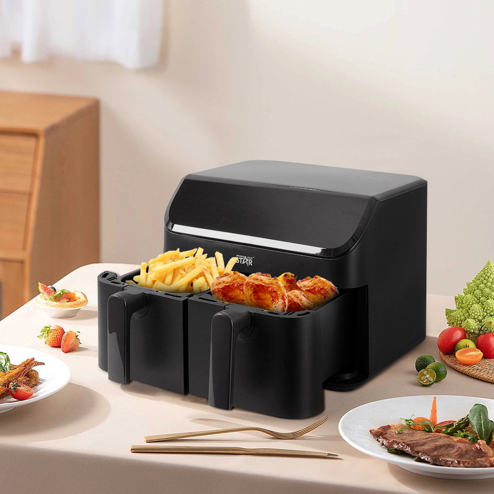 قلاية هوائية مزدوجة 4.5+4.5 لتر وينينج ستار 2000 واط Winning Star Dual Zone 2 Basket Air Fryer