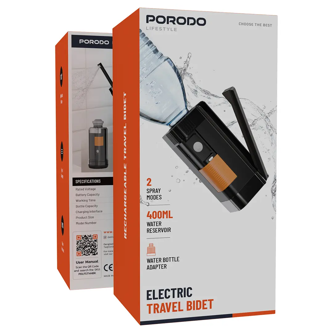 Porodo Lifestyle Electric Travel Bidet - Black