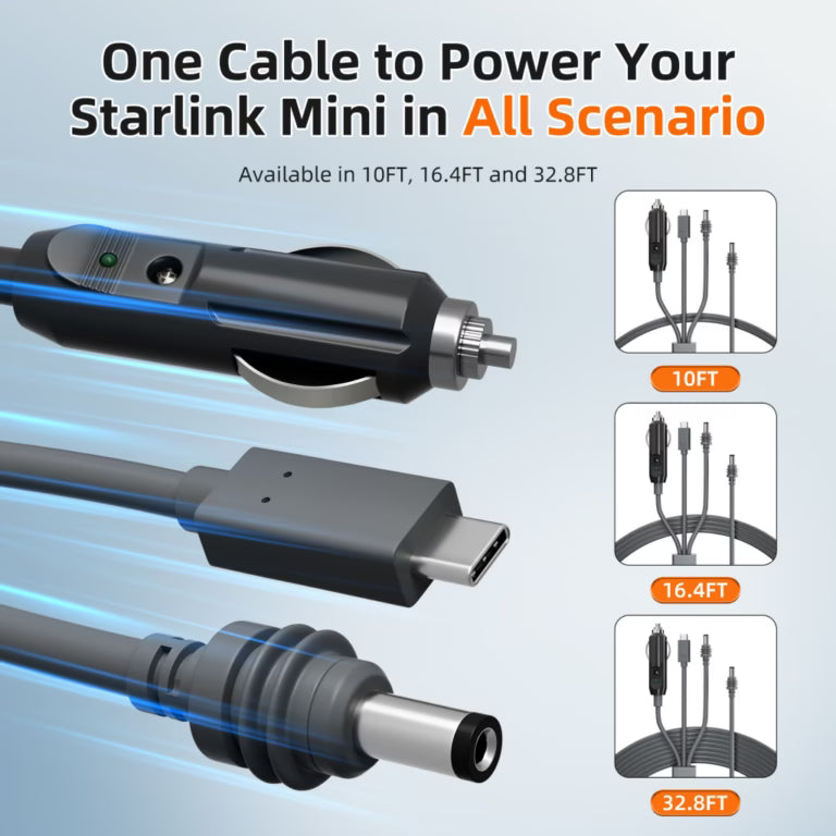 كابل طاقة USB-C إلى DC Starlink مقاوم للماء