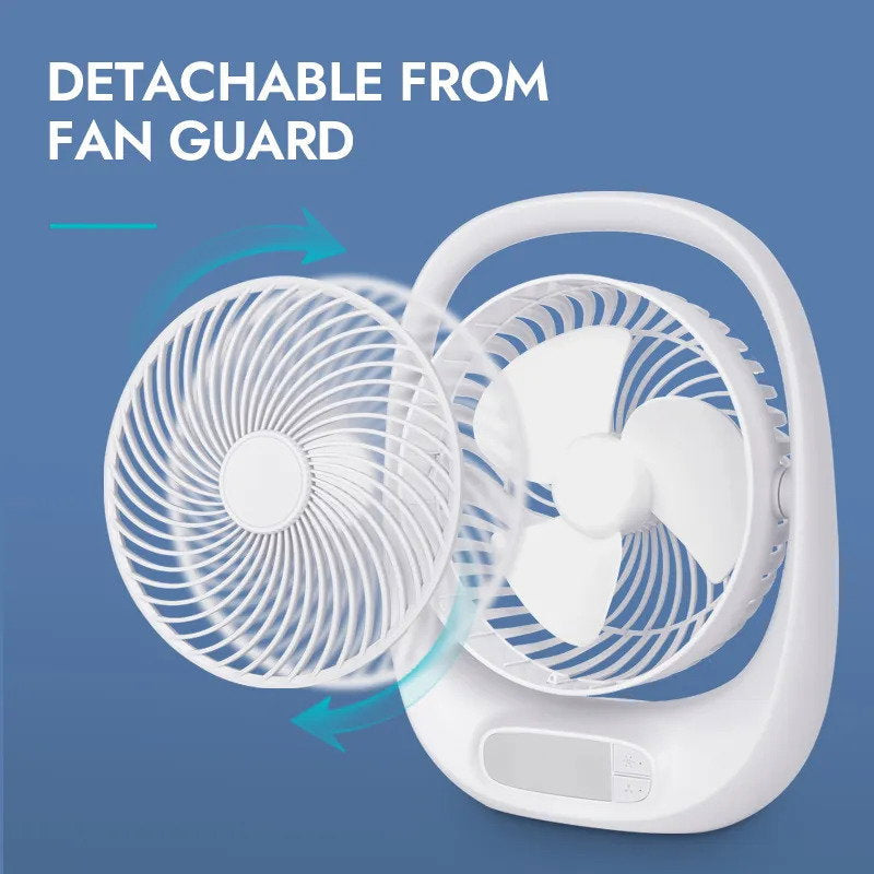 مروحة صغيرة متنقلة للتخييم وينينج ستار مع اضاءة مدمجة 1800 مللي أمبير Winning Star Rechargeable Outdoor Mini Fan