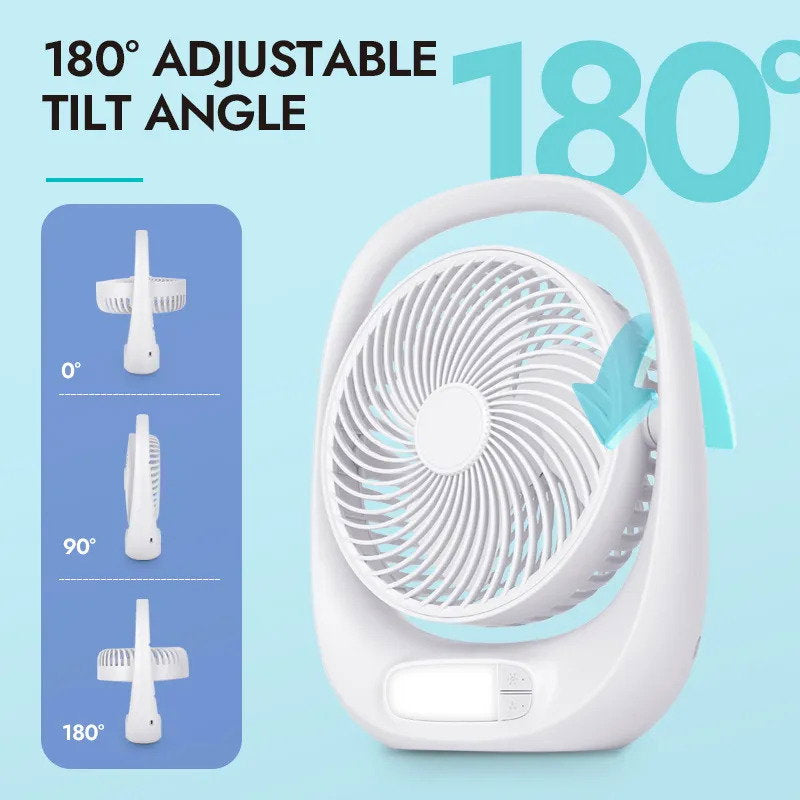 مروحة صغيرة متنقلة للتخييم وينينج ستار مع اضاءة مدمجة 1800 مللي أمبير Winning Star Rechargeable Outdoor Mini Fan