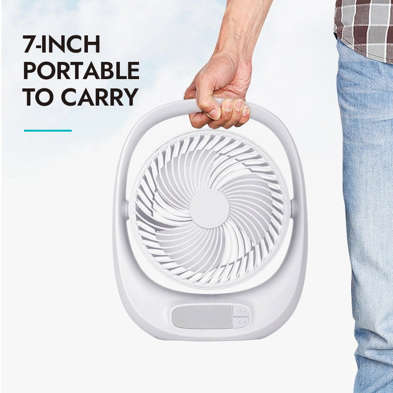 مروحة صغيرة متنقلة للتخييم وينينج ستار مع اضاءة مدمجة 1800 مللي أمبير Winning Star Rechargeable Outdoor Mini Fan
