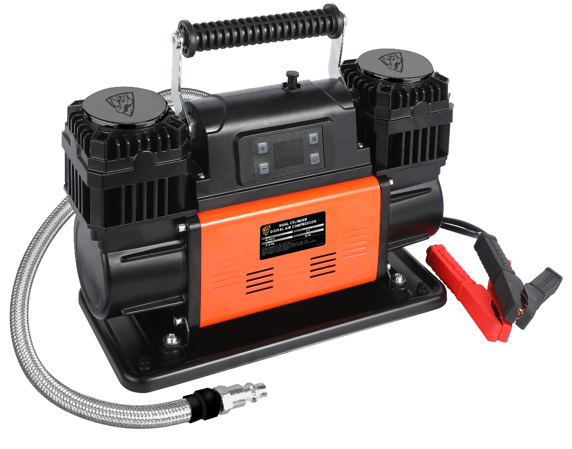 ضاغط هواء رقمي مزدوج الأسطوانة شديد التحمل - أحمر | FORCE USA DIGITAL HEAVY DUTY DOUBLE CYLINDER AIR COMPRESSOR-RED