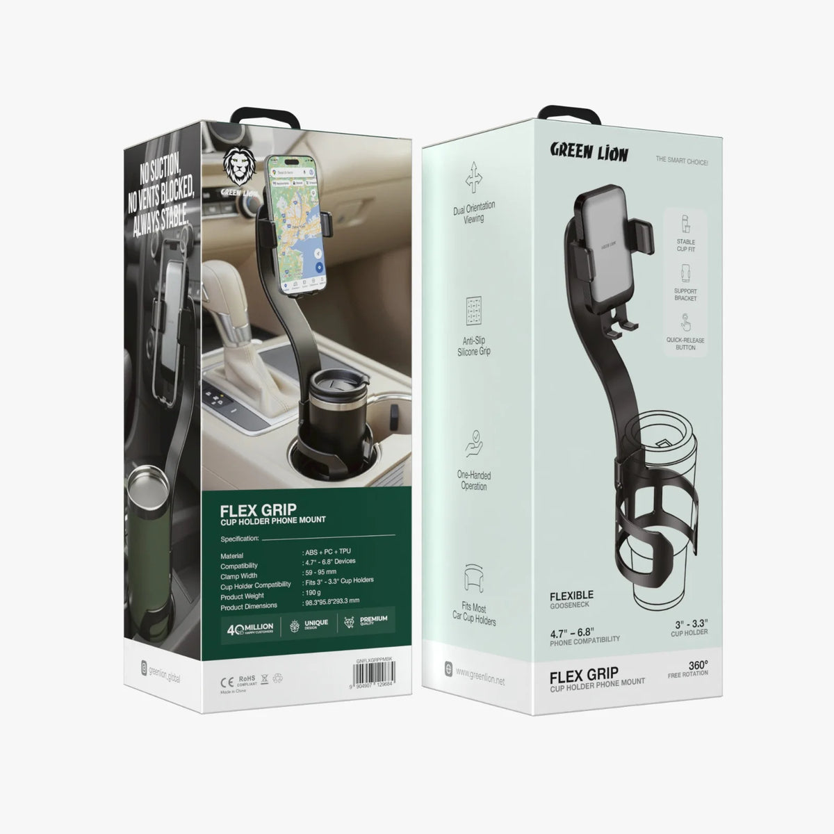 Green Lion Flex Grip Cup Holder Phone Mount Black – image 6