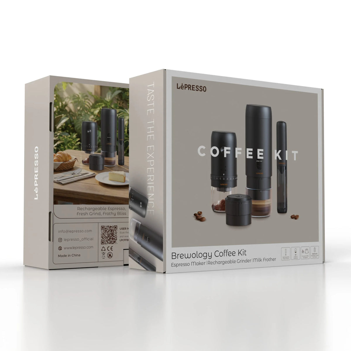 LePresso Brewology Coffee Kit Espresso Maker Rechargeable Grinder Milk Frother Black – image 2