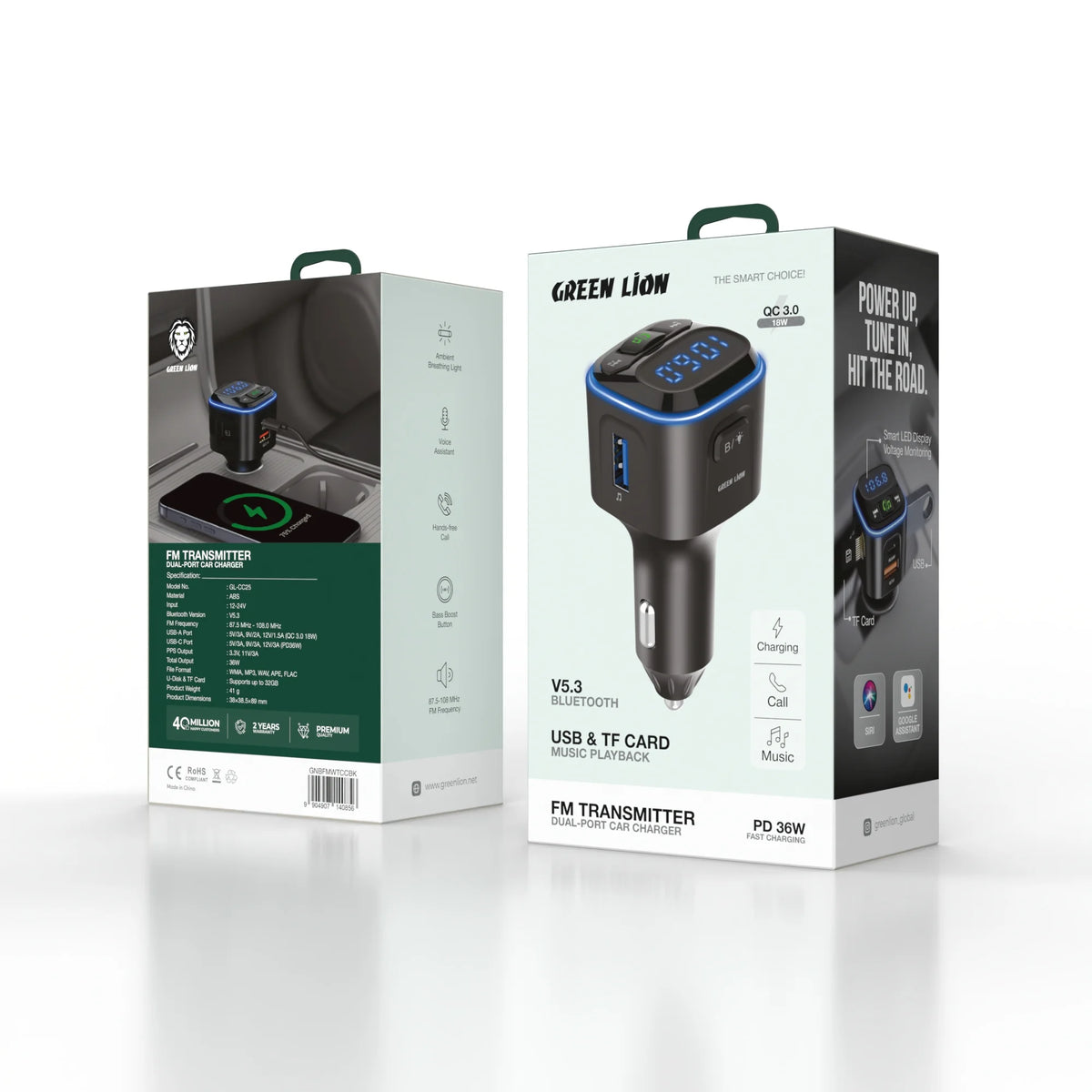 Green Lion Fm Transmitter Dual Port Car Charger Black – image 2